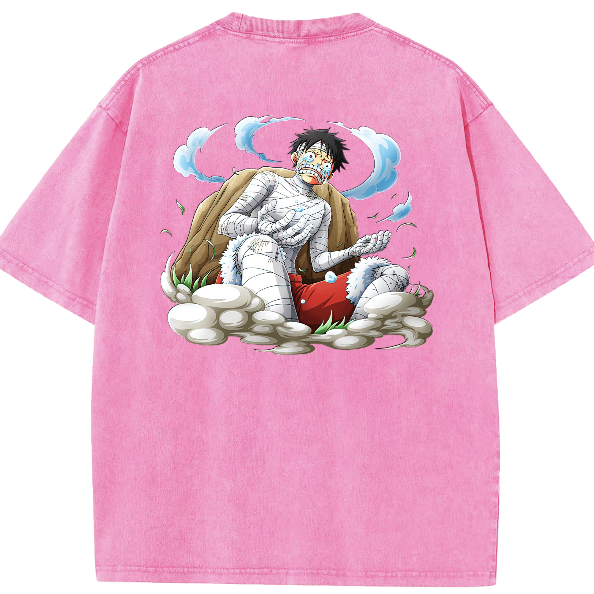 ワンピース モンキー・D・ルフィ ONE PIECE Monkey D. Luffy 綿100% ヴィンテージ風 半袖Tシャツ（背面プリント）